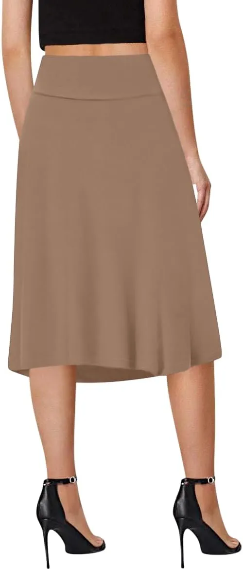 Sweet Hearts A-Line Midi Skirts for Women- High Waist Knee Length Casual Flared Flowy Skirt Made in USA