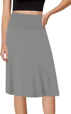 Sweet Hearts A-Line Midi Skirts for Women- High Waist Knee Length Casual Flared Flowy Skirt Made in USA