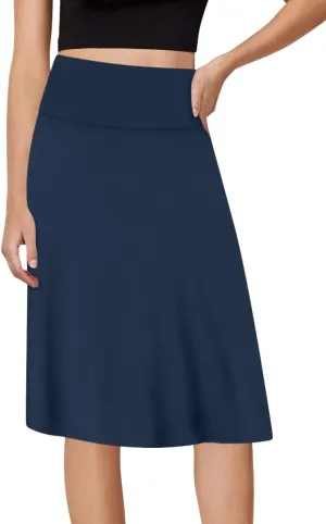 Sweet Hearts A-Line Midi Skirts for Women- High Waist Knee Length Casual Flared Flowy Skirt Made in USA