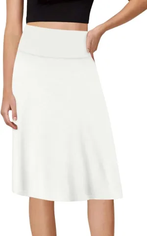 Sweet Hearts A-Line Midi Skirts for Women- High Waist Knee Length Casual Flared Flowy Skirt Made in USA