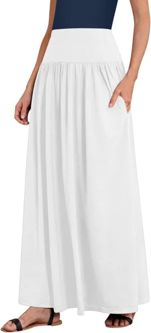 Sweet Hearts Maxi Skirts for Women with Pockets- Elastic Waist Casual Long Skirts XS-XL Made in USA