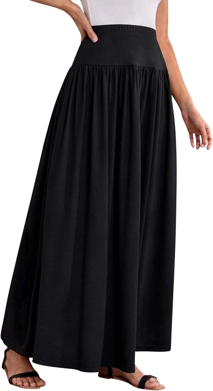 Sweet Hearts Maxi Skirts for Women with Pockets- Elastic Waist Casual Long Skirts XS-XL Made in USA
