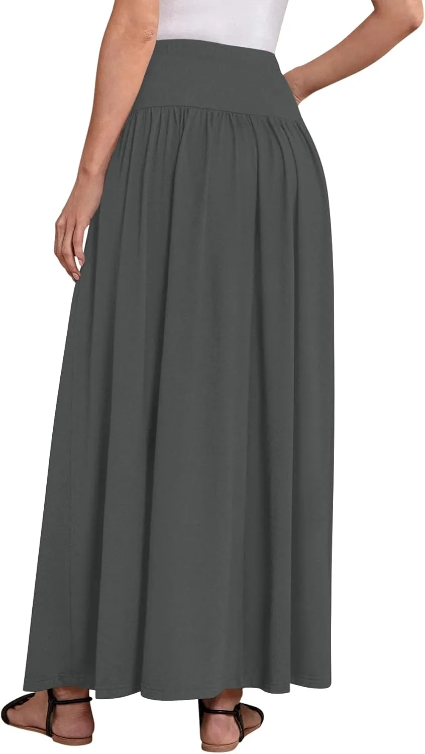 Sweet Hearts Maxi Skirts for Women with Pockets- Elastic Waist Casual Long Skirts XS-XL Made in USA