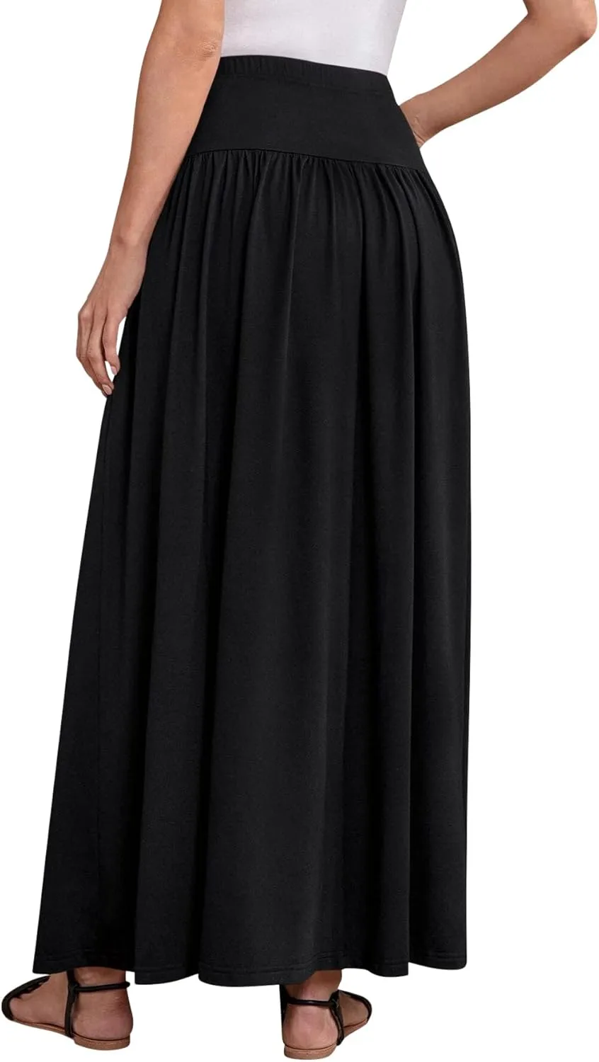 Sweet Hearts Maxi Skirts for Women with Pockets- Elastic Waist Casual Long Skirts XS-XL Made in USA