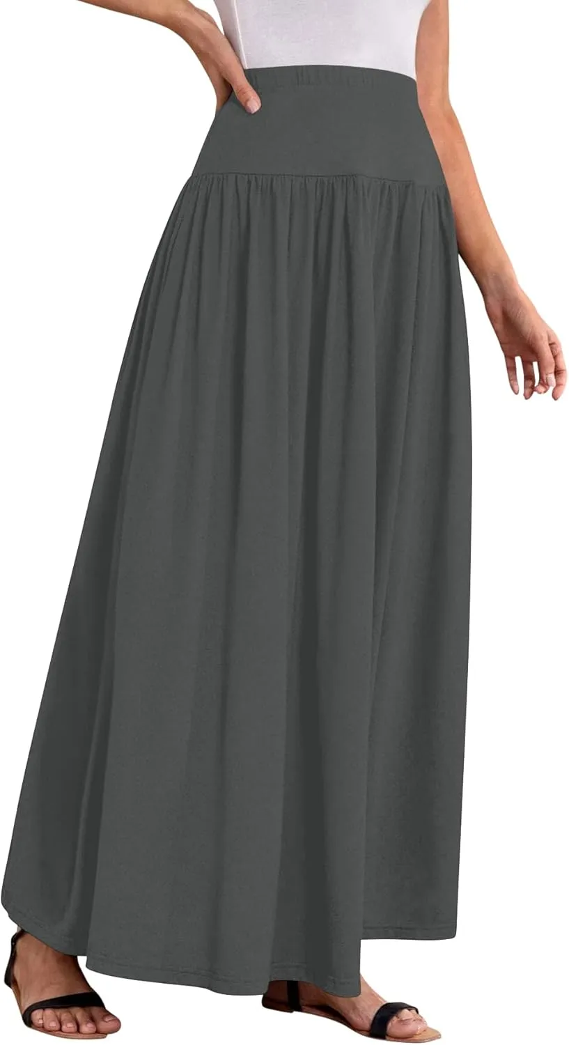 Sweet Hearts Maxi Skirts for Women with Pockets- Elastic Waist Casual Long Skirts XS-XL Made in USA