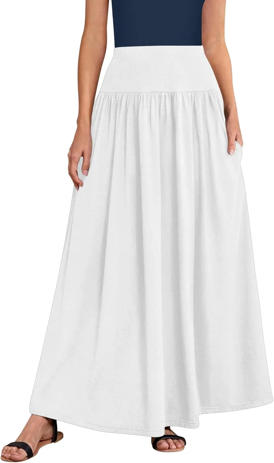 Sweet Hearts Maxi Skirts for Women with Pockets- Elastic Waist Casual Long Skirts XS-XL Made in USA