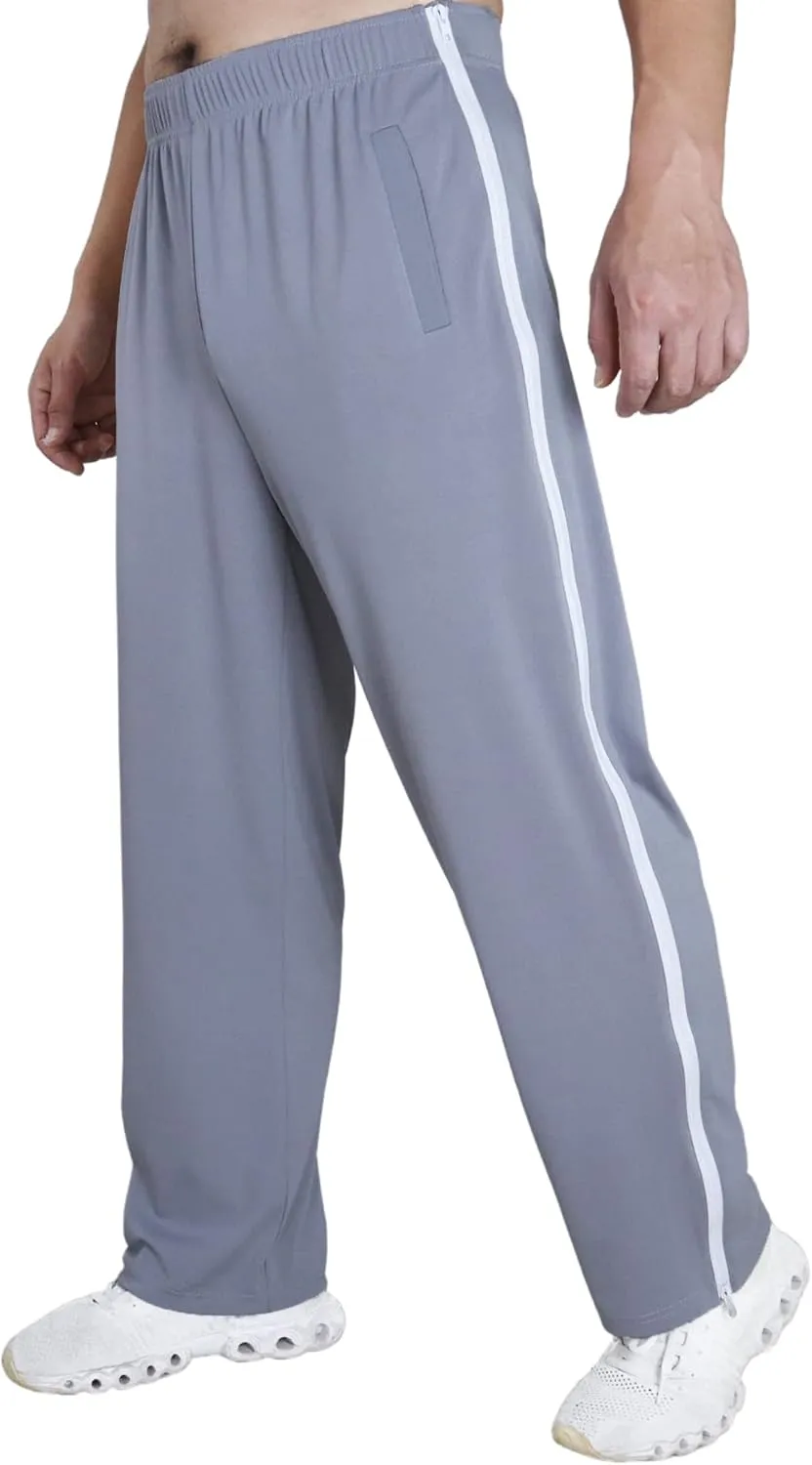 Tear Away Pants for Men Side Zipper Lightweight Pants Zip Leg Sweatpants Breakaway Post Surgery Recovery Zipper Pants