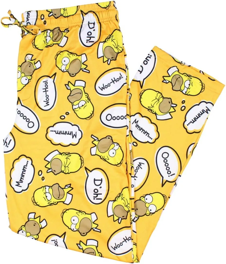 The Simpsons Men's Homer Simpson Bubble Thoughts Adult Loungewear Sleep Pajama Pants