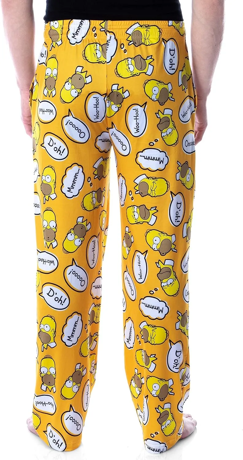 The Simpsons Men's Homer Simpson Bubble Thoughts Adult Loungewear Sleep Pajama Pants