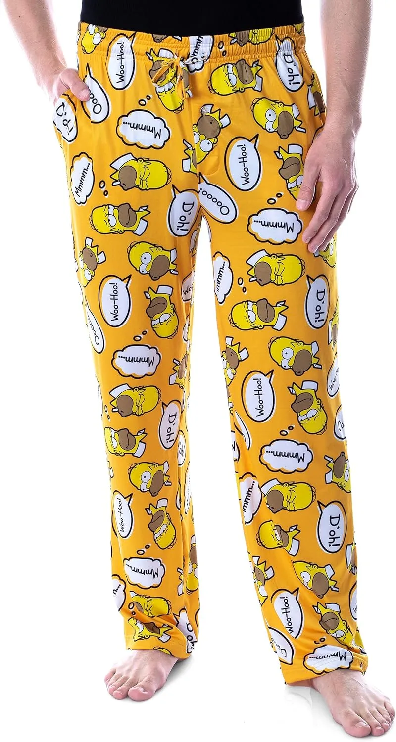 The Simpsons Men's Homer Simpson Bubble Thoughts Adult Loungewear Sleep Pajama Pants