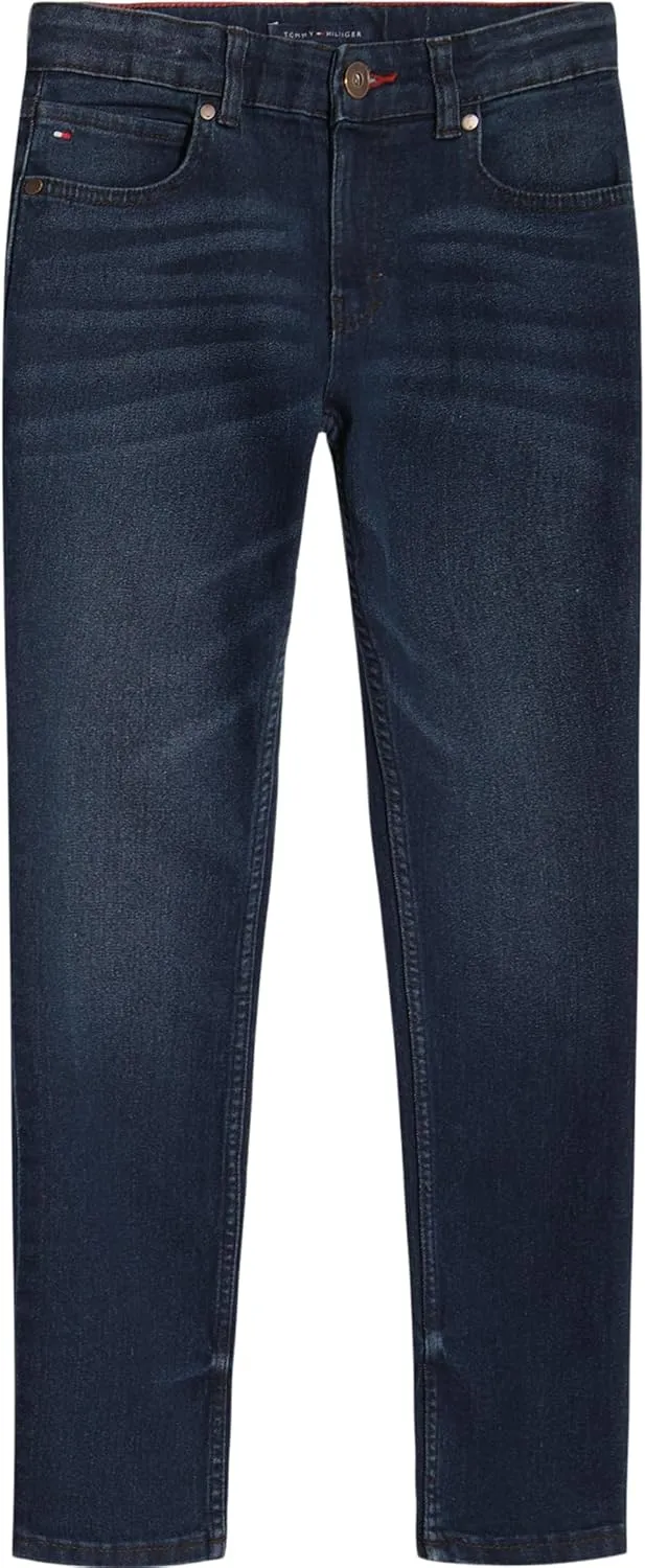 Tommy Hilfiger Boys 5-Pocket Stretch Skinny Fit Denim Jean, Zipper Fly & Button Closure
