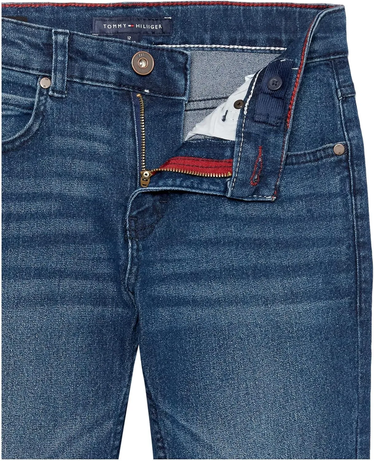 Tommy Hilfiger Boys 5-Pocket Stretch Skinny Fit Denim Jean, Zipper Fly & Button Closure