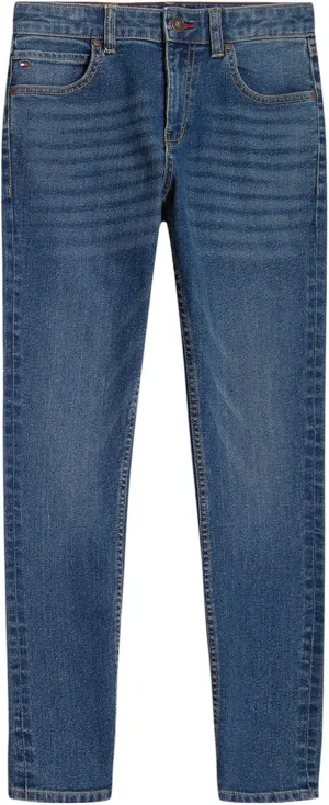 Tommy Hilfiger Boys 5-Pocket Stretch Skinny Fit Denim Jean, Zipper Fly & Button Closure