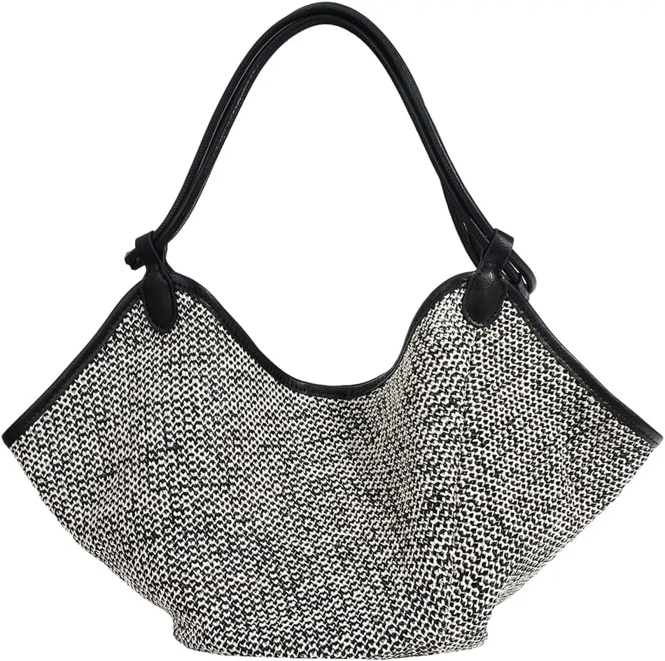 Trendy Woven Shoulder Bags for Women Large Vegan Leather Tote Crossbody Purse Dumpling Satchel Slouchy Handbags