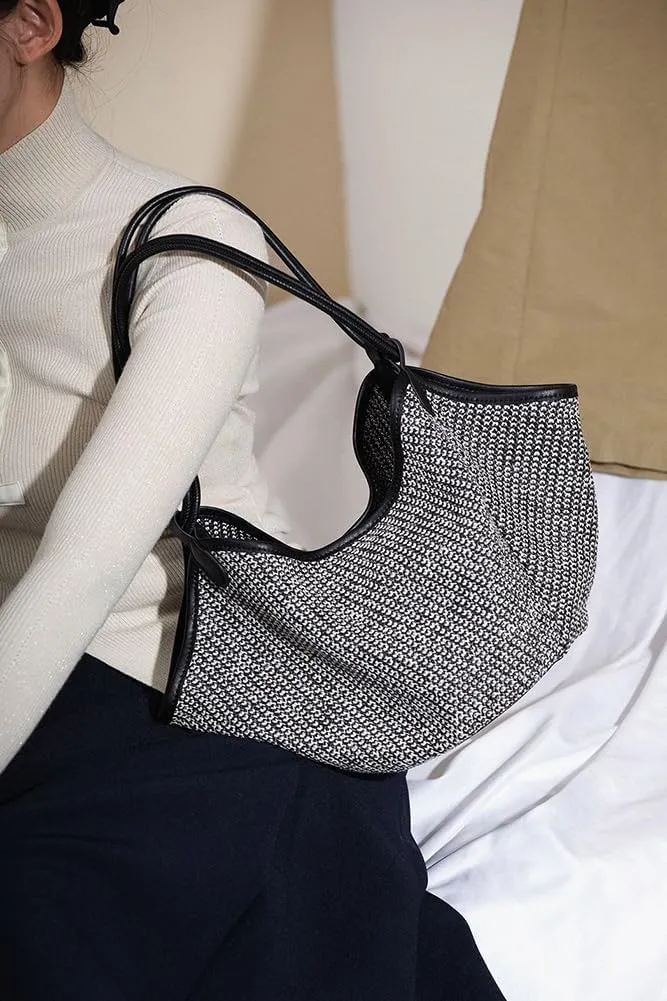 Trendy Woven Shoulder Bags for Women Large Vegan Leather Tote Crossbody Purse Dumpling Satchel Slouchy Handbags