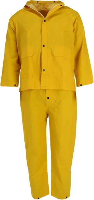 Tuff Grip Men's 3 Piece Overall Pants and Jacket Rain Suit with Hood