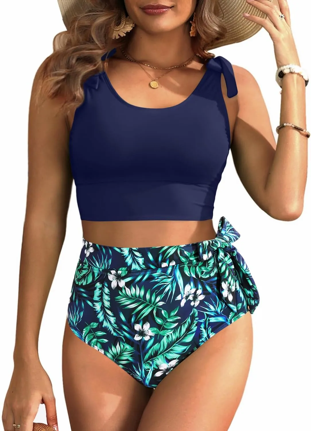 Two Piece High Waisted Swimsuits - Women Tummy Control Bikini Modest Bathing Suit 2PC 2025