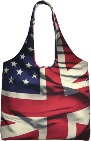 Usa Uk Flag Large Tote Bag For Women, Heavy Duty Foldable Shopping Tote Bag Shoulder Bag For Work Beach Travel