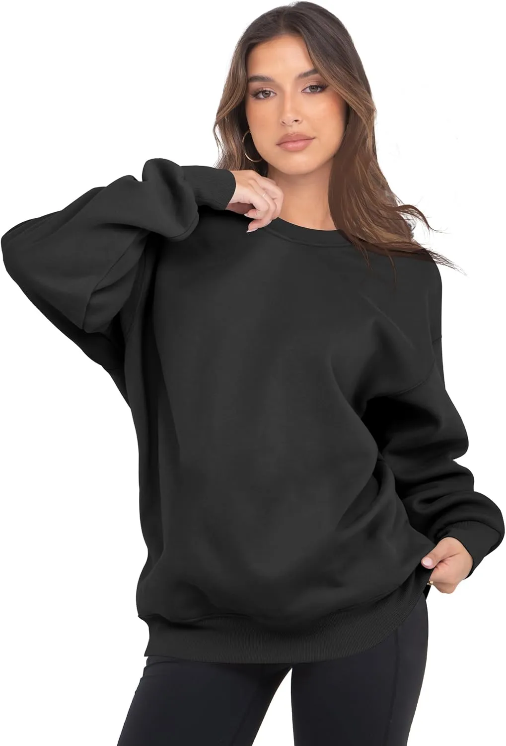 VIUTIL Womens Oversized Crewneck Sweatshirt Fleece Casual Loose Pullover Tops 2025 Winter Clothes