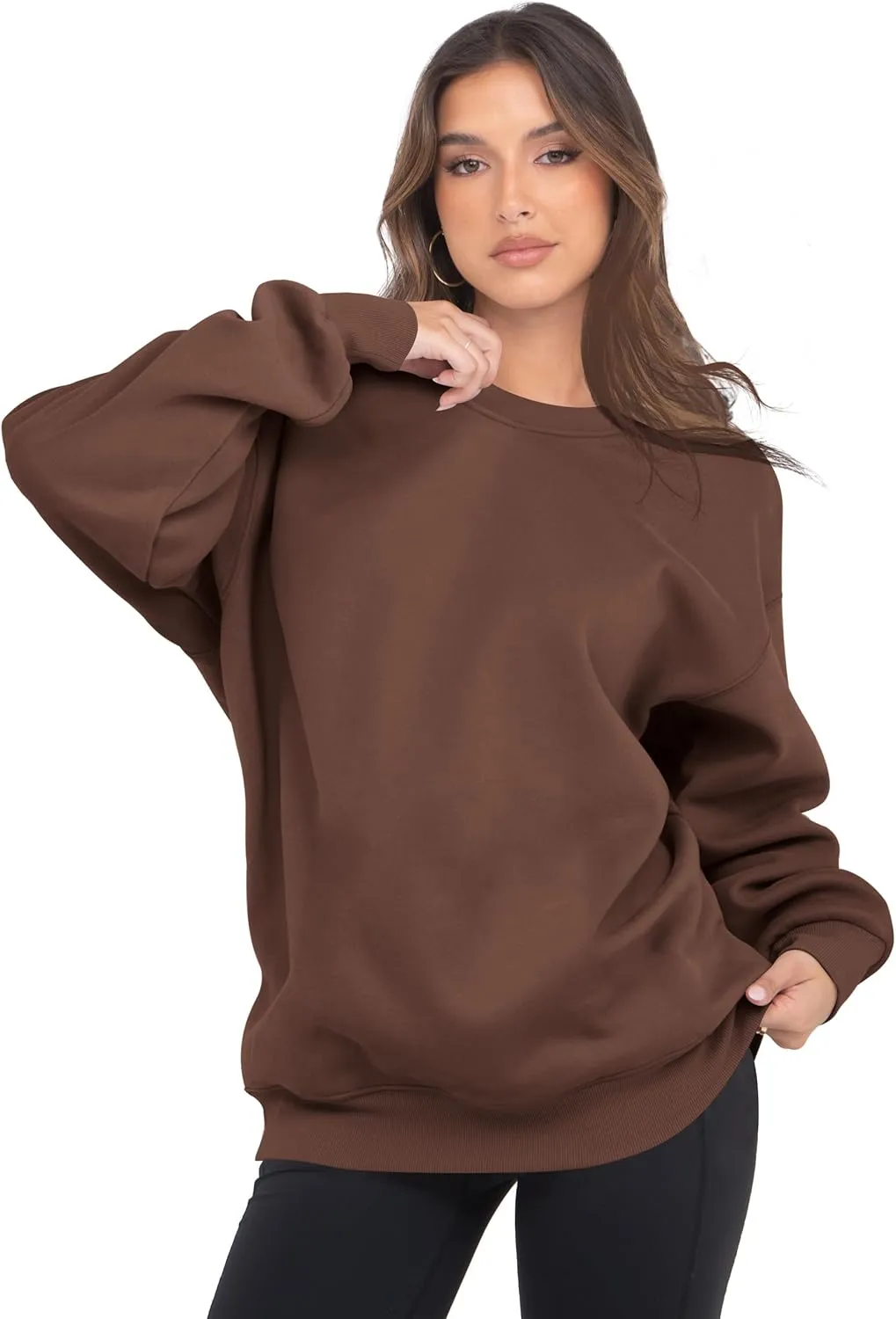 VIUTIL Womens Oversized Crewneck Sweatshirt Fleece Casual Loose Pullover Tops 2025 Winter Clothes