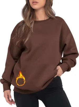 VIUTIL Womens Oversized Crewneck Sweatshirt Fleece Casual Loose Pullover Tops 2025 Winter Clothes