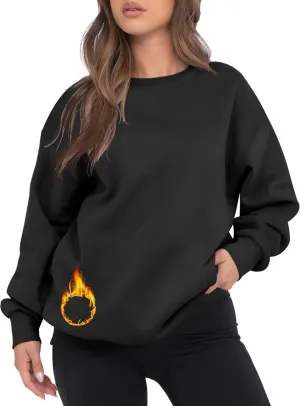 VIUTIL Womens Oversized Crewneck Sweatshirt Fleece Casual Loose Pullover Tops 2025 Winter Clothes