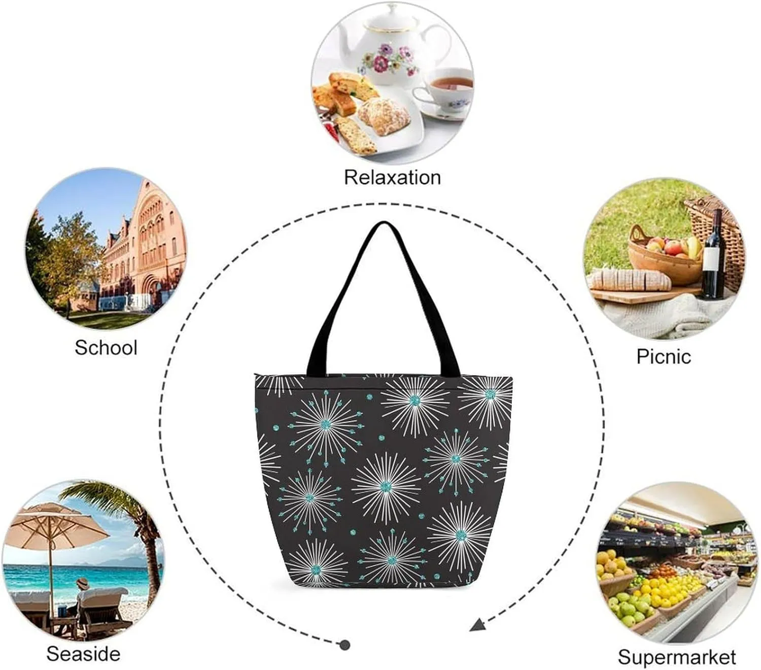 Watercolor Halloweens Pattern Hobo Handbags With Zipper Women's Tote Handbags