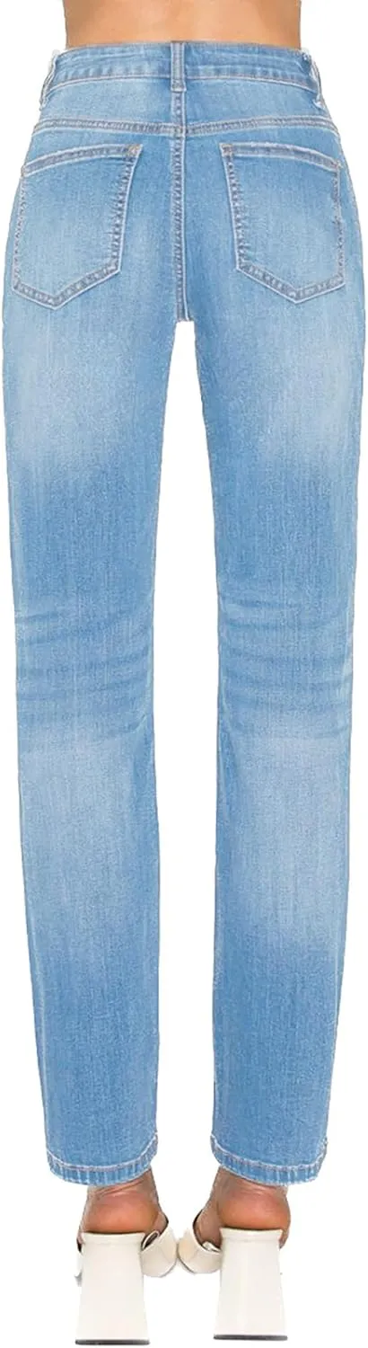 WAX JEAN Women's High Waisted Straight Leg Repreve Denim Jeans