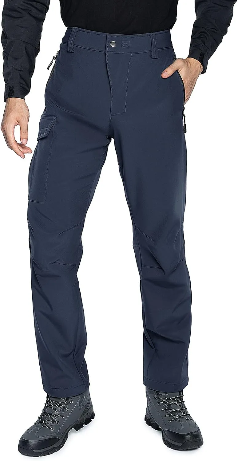 Wespornow Men's-Fleece-Lined-Hiking-Pants Water-Resistance-Snow-Ski-Pants Softshell Snowboarding Pants for Winter, Outdoor
