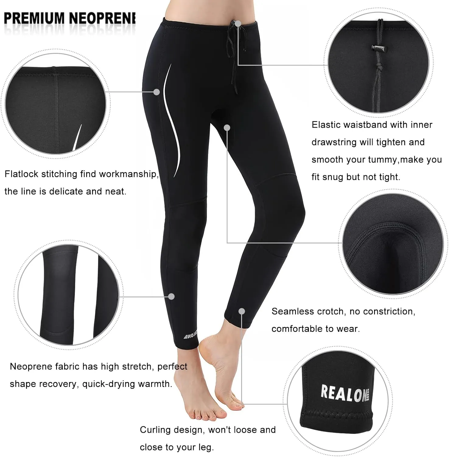 Wetsuit Pants Men Womens Wet Suits Swim Tights 3mm Neoprene Swimming Leggings 2mm Long Diving Surfing Kayak Pant Keep Warm for Workout Scuba Snorkeling Canoeing Water Sports