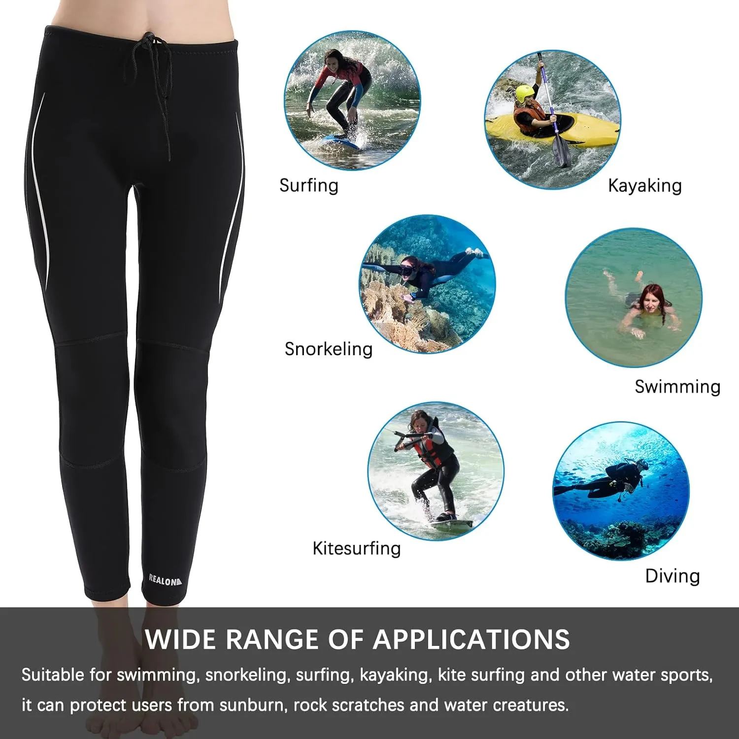 Wetsuit Pants Men Womens Wet Suits Swim Tights 3mm Neoprene Swimming Leggings 2mm Long Diving Surfing Kayak Pant Keep Warm for Workout Scuba Snorkeling Canoeing Water Sports