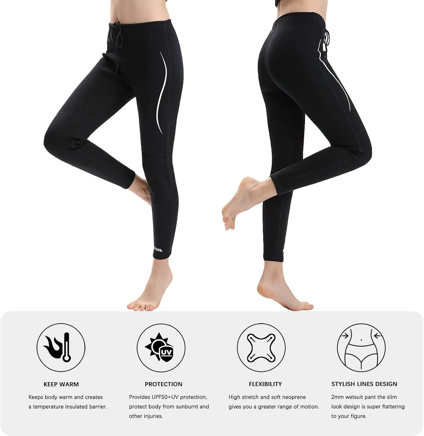 Wetsuit Pants Men Womens Wet Suits Swim Tights 3mm Neoprene Swimming Leggings 2mm Long Diving Surfing Kayak Pant Keep Warm for Workout Scuba Snorkeling Canoeing Water Sports