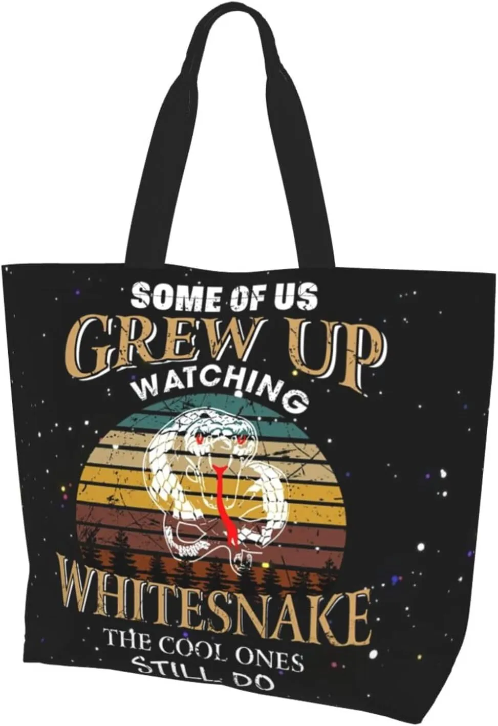 Whitesnakes Shoulder Tote for Women Weekender Handbag Reusable Grocery Shopping Bag