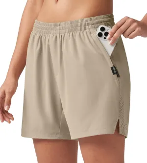 Willit Women's 5'' Hiking Athletic Shorts with Zipper Pockets Quick Dry for Running, Workout, Travel