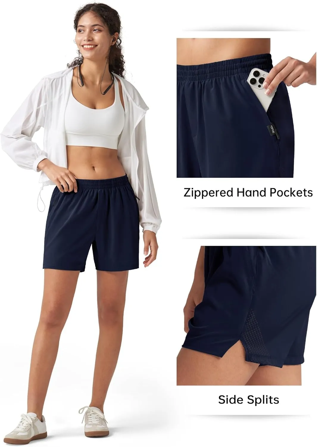 Willit Women's 5'' Hiking Athletic Shorts with Zipper Pockets Quick Dry for Running, Workout, Travel