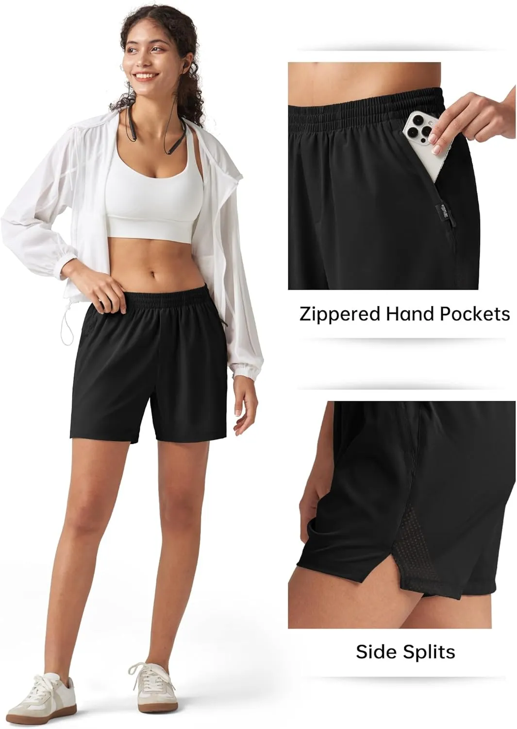 Willit Women's 5'' Hiking Athletic Shorts with Zipper Pockets Quick Dry for Running, Workout, Travel
