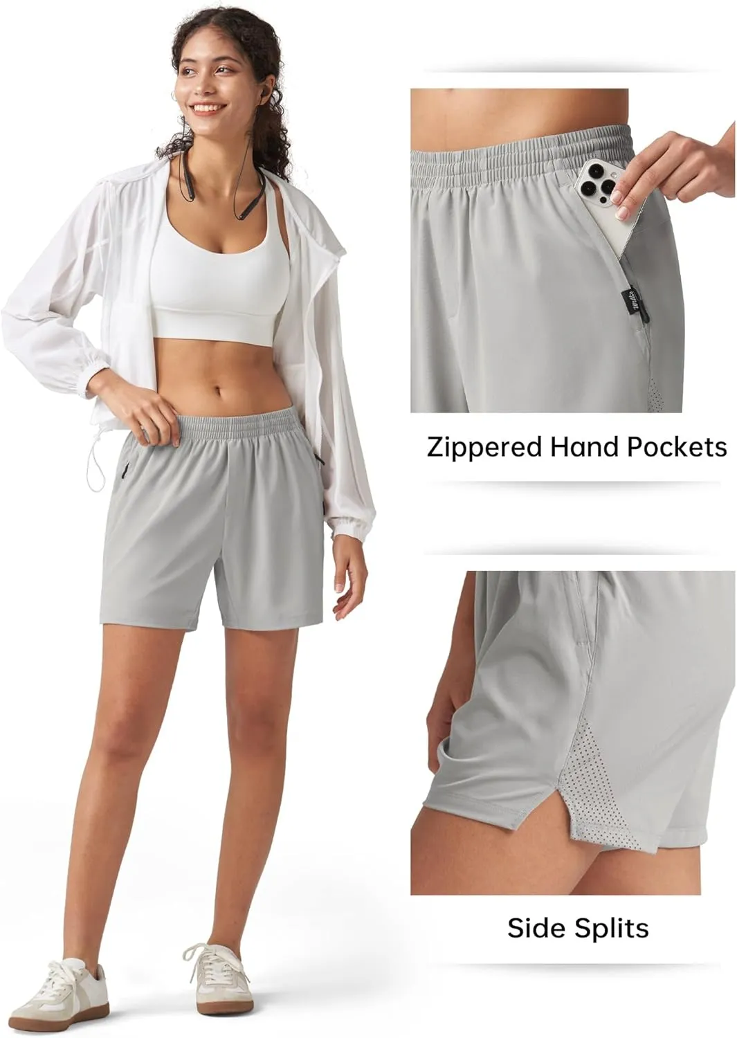 Willit Women's 5'' Hiking Athletic Shorts with Zipper Pockets Quick Dry for Running, Workout, Travel