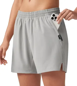 Willit Women's 5'' Hiking Athletic Shorts with Zipper Pockets Quick Dry for Running, Workout, Travel