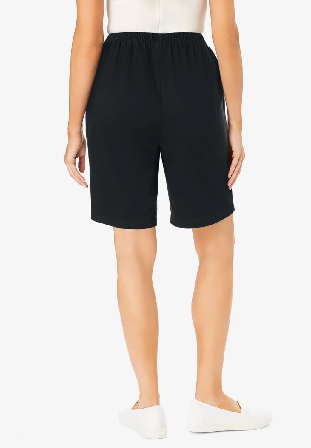 Woman Within Plus Size 7-Day Elastic-Waist Cotton Denim Short