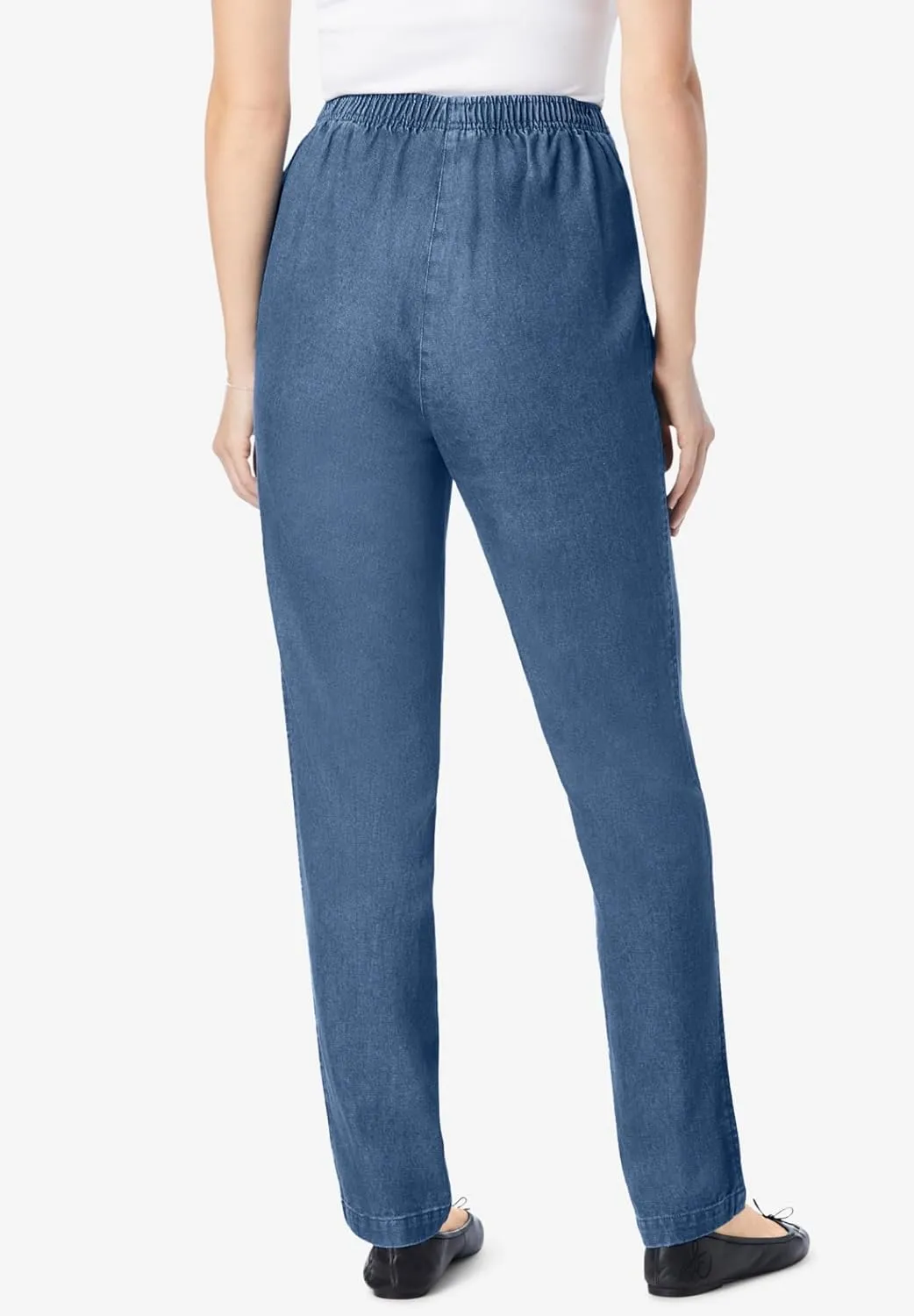Woman Within Plus Size 7-Day Straight-Leg Elastic-Waist Denim Jean (Petite & Tall Available)