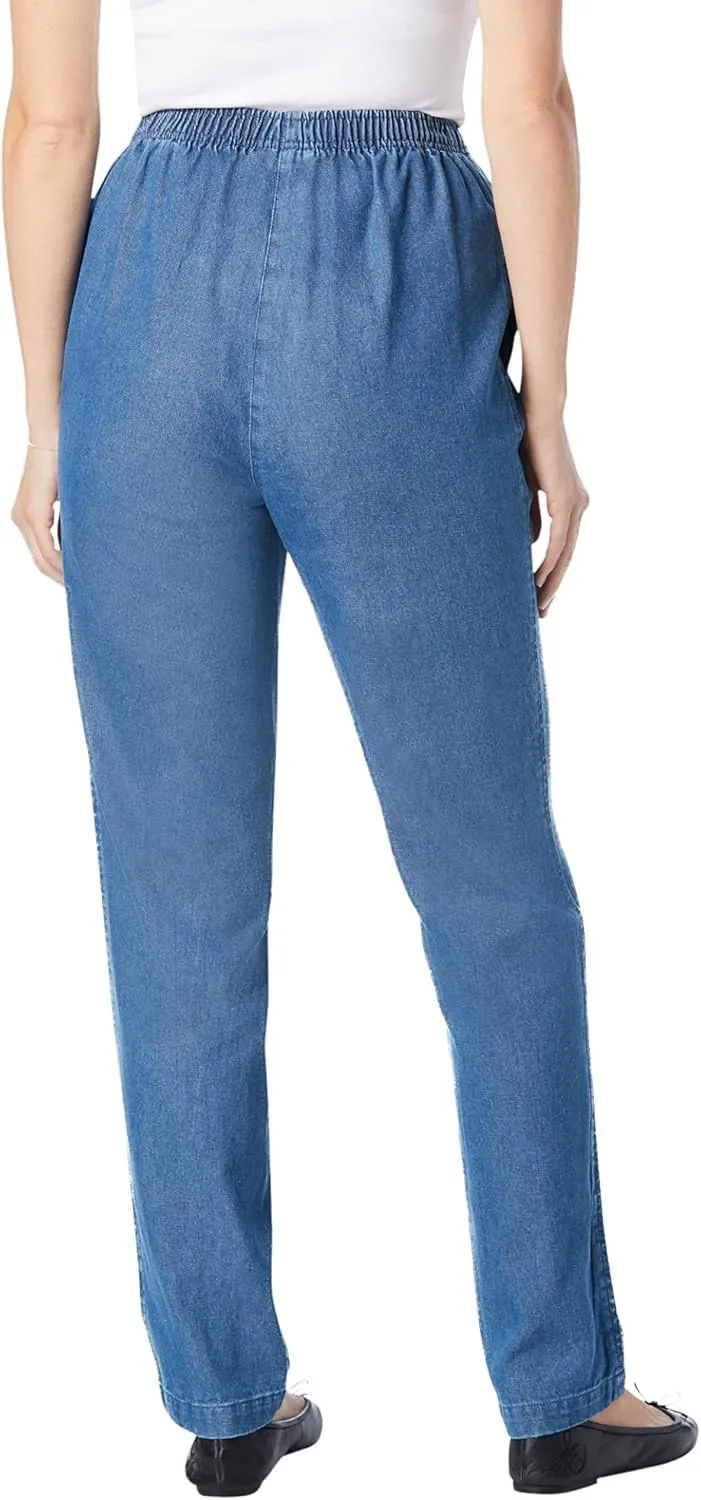 Woman Within Plus Size 7-Day Straight-Leg Elastic-Waist Denim Jean (Petite & Tall Available)