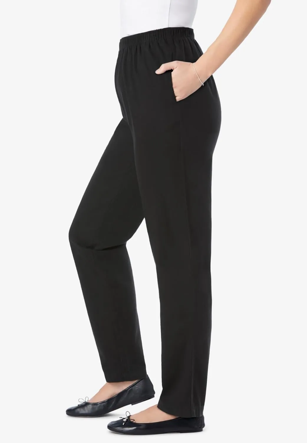 Woman Within Plus Size 7-Day Straight-Leg Elastic-Waist Denim Jean (Petite & Tall Available)