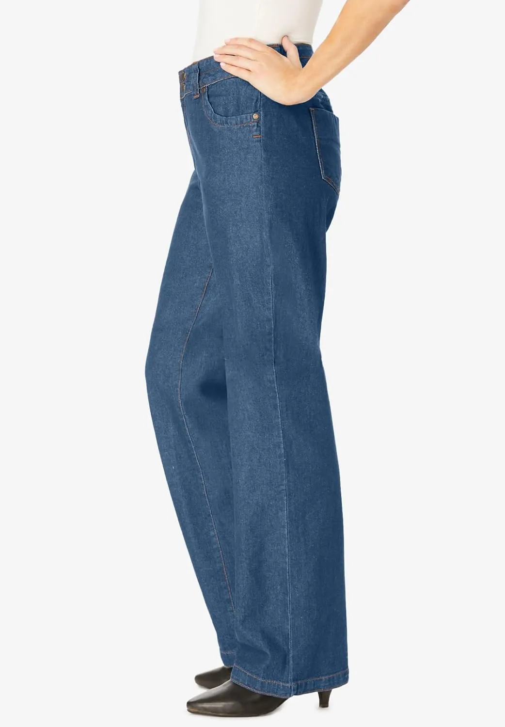 Woman Within Women's Plus Size Perfect Cotton Wide-Leg Denim Jean