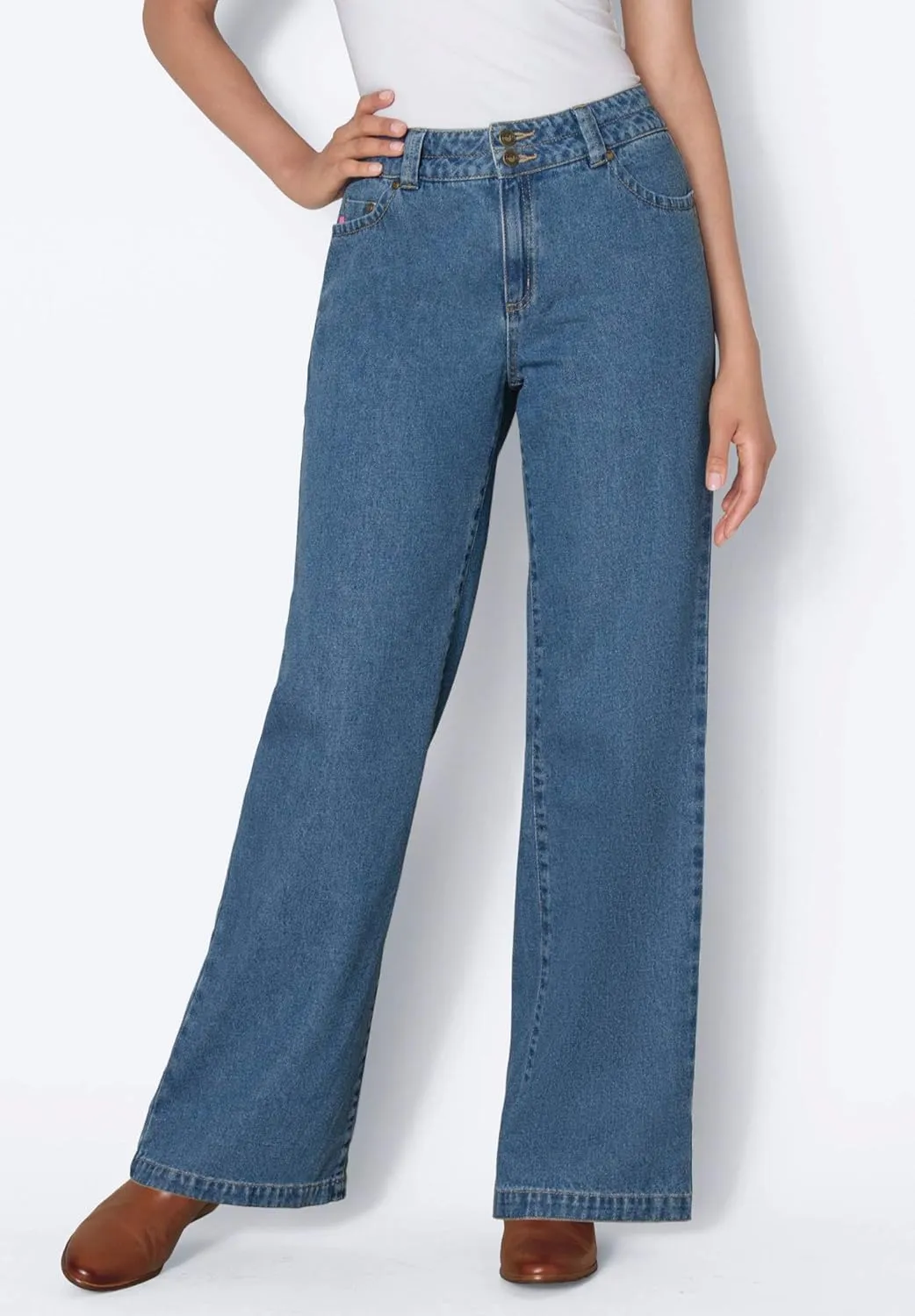 Woman Within Women's Plus Size Perfect Cotton Wide-Leg Denim Jean