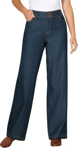 Woman Within Women's Plus Size Perfect Cotton Wide-Leg Denim Jean
