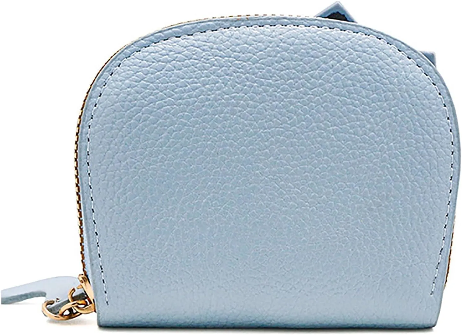 Women Cute Cat Purse Mini Zipper Credit Card Cases Leather Small Wallet Key Vegetable Tanned Leather Wallet Natural (Blue, One Size)