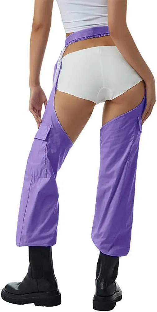 Women Fashion Cargo Pants High Rise Sweatpants Rave Reflective Pants Solid Color Color Block