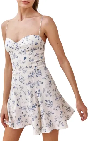 Women Floral Mini Flowy Ruffle Dress Sexy Spaghetti Strap Backless A Line Beach Sundress Going Out Streetwear