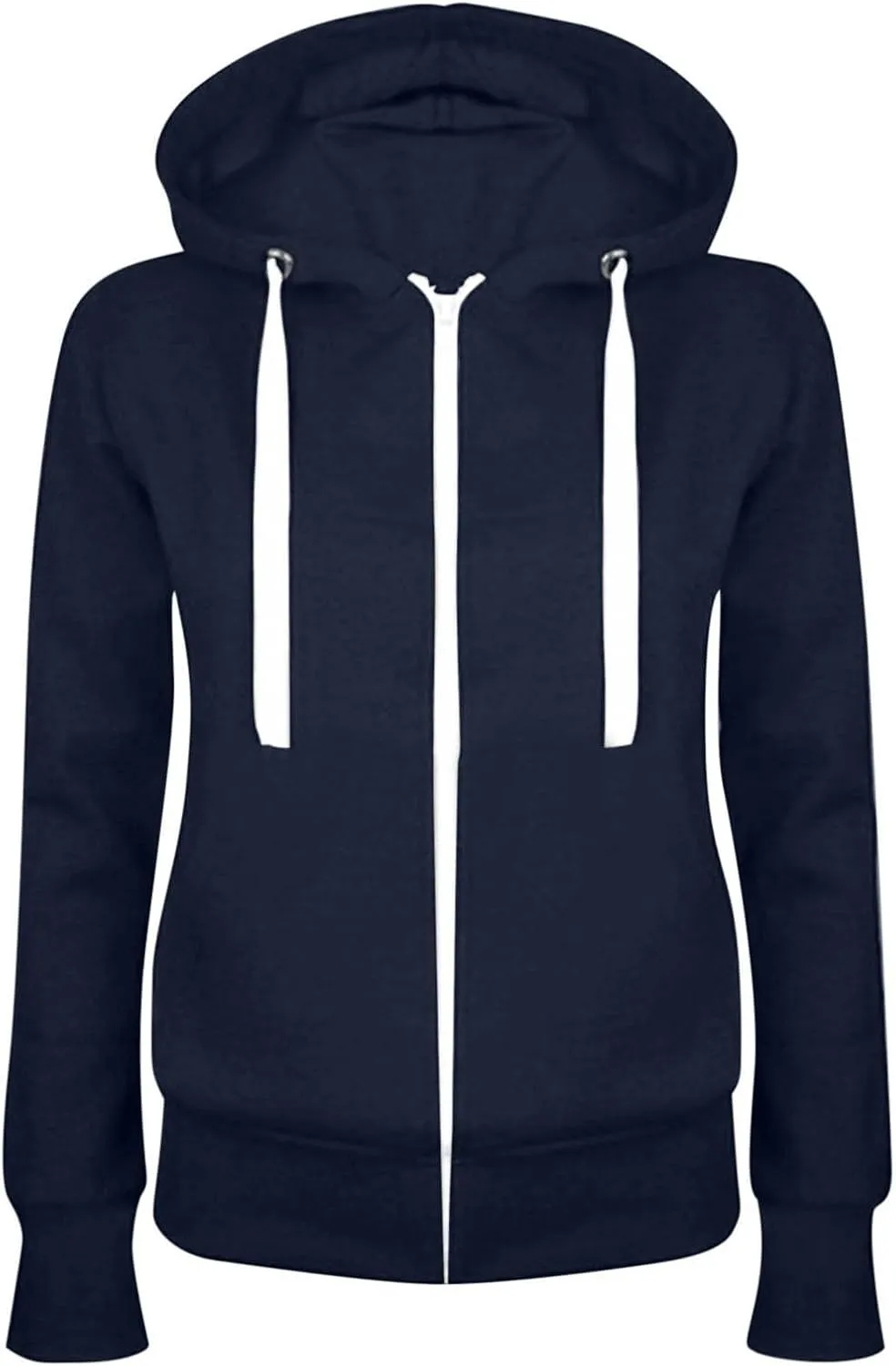 Women Full Zip Hooded Sweatshirts Casual Slim Zipper Fleece Hoodies Tops Fashion Fall Winter Sweater Coat
