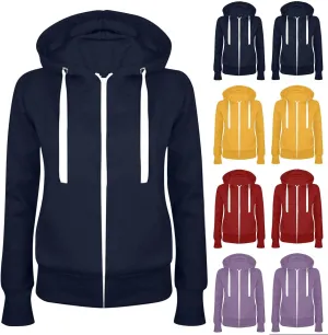 Women Full Zip Hooded Sweatshirts Casual Slim Zipper Fleece Hoodies Tops Fashion Fall Winter Sweater Coat